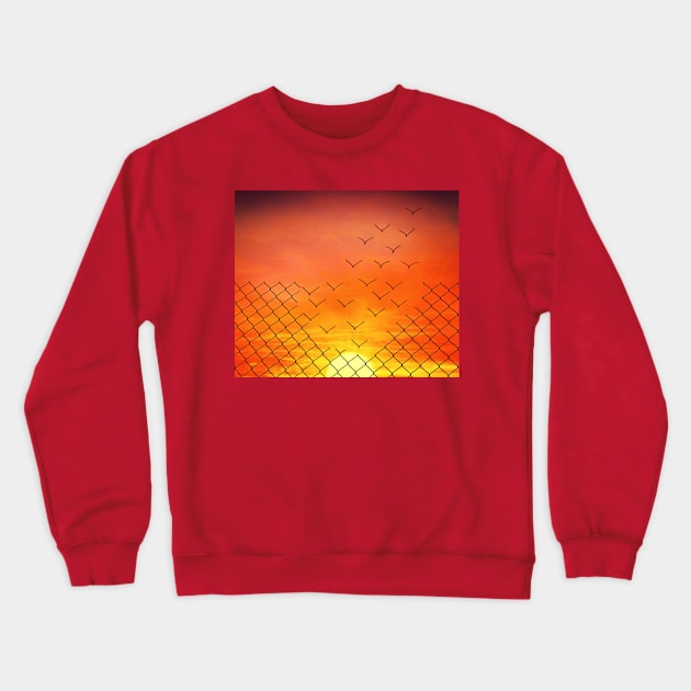 sunset birds escape Crewneck Sweatshirt by psychoshadow